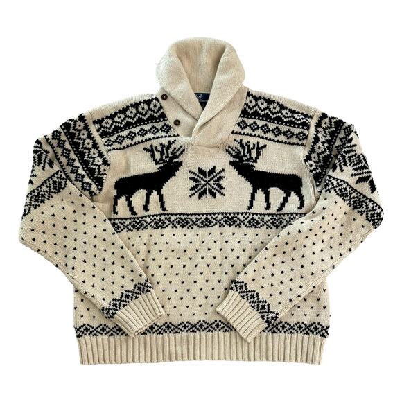 Polo by Ralph Lauren Other - Vintage Polo Ralph Lauren Men’s Fair Isle Shawl Collar Sweater XL Wool